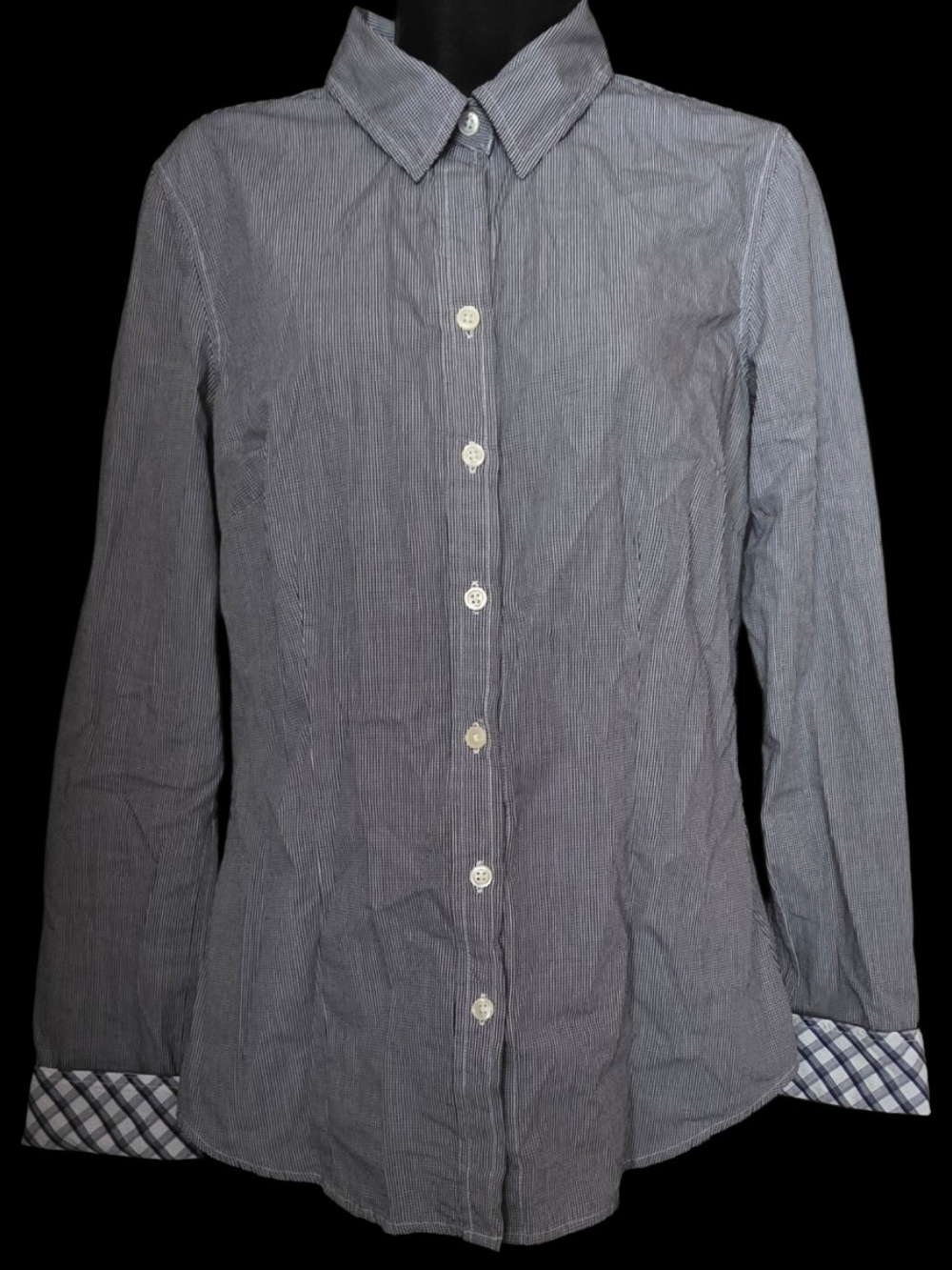 Old Navy Vintage Y2K Long Sleeve Button Down Shirt Micro Gingham Plaid Cuff Sz M